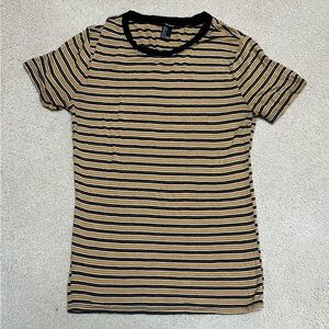 Forever 21 Black and Gold Striped Tee